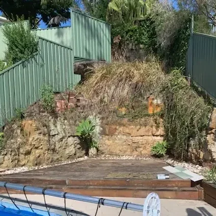 Backyard Rock Wall Before Renovation